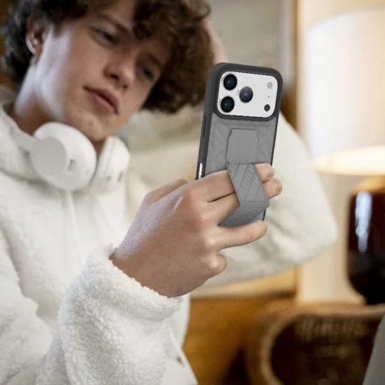Levelo Morphix Quiro Case With Built-In Kickstand For Iphone 17 Pro Max - Cloud Grey